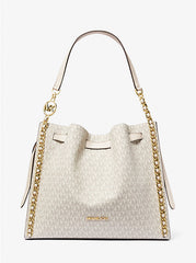 Mina Large Signature Logo Chain Shoulder Bag